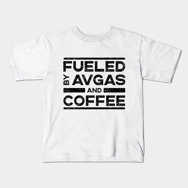 Fueled By Caffeine and Avgas Kids T-Shirt by VFR Zone